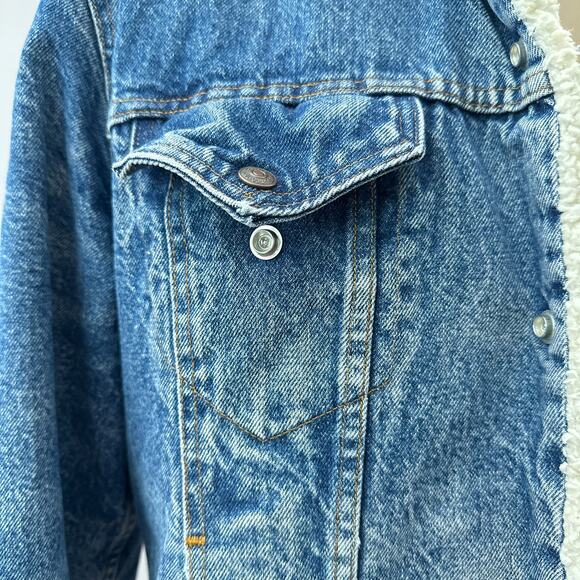 Vintage Levi's 80s 90s Sherpa Lined Denim Trucker Jacket Blue Men's Size 42R - Picture 4 of 14